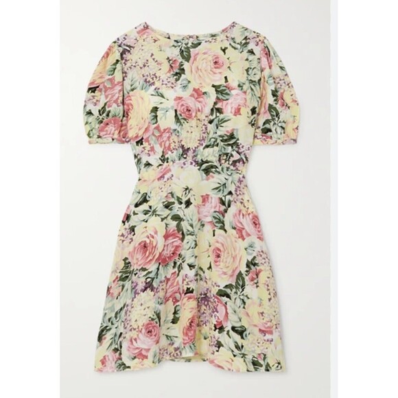 Faithfull the Brand Sidonie Mini Dress Venissa Floral Small 4 yellow - Picture 3 of 8